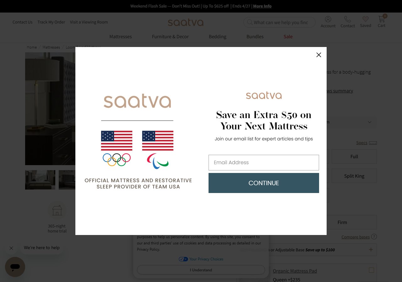 Saatva Loom & Leaf Memory Foam Mattress